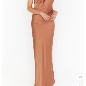 Show Me Your MuMu Satin Copper Maxi Dress